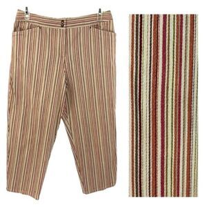 Talbots Pants Size 14 Stretch High Rise Striped Wide Leg